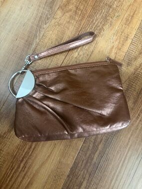 Lulu NYC Metallic bronze Wristlet Clutch with zipper closure